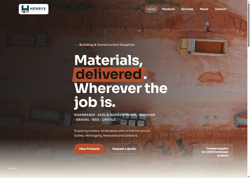 Henrys Civil Group website homepage
