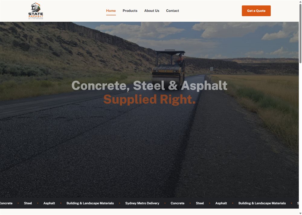 State Asphalt Group website homepage